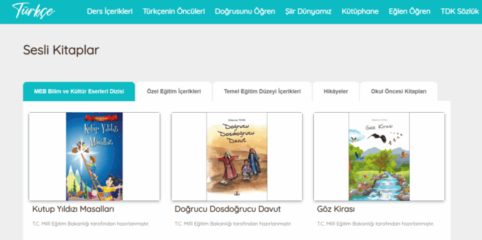 MEB sesli kitap kaynak site